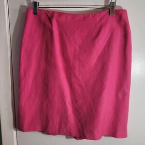 Alex Marie Bubblegum Pink Linen Rayon Skirt Womens 6 Knee Length Ruffle Modest